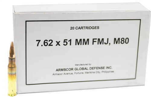 7.62 NATO 147 Grain FMJ 20 Rounds Armscor Ammunition