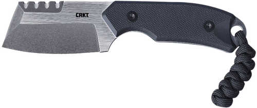 CRKT 4036 Razel Compact 2.32" Fixed Plain/Top Veff Serrations Brushed Stonewashed D2 Steel Blade/Black G10 Handle Includ