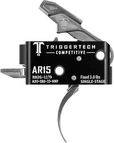 TriggerTech AR0SBS33NNP Competitive Stainless Pro Curved Single-Stage 3 Lbs Fixed For AR-15