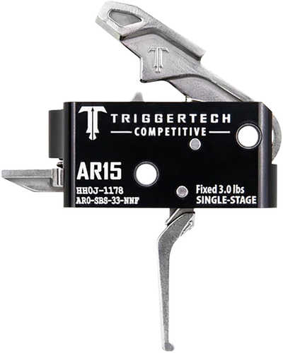 TriggerTech AR0SBS33NNF Competitive Stainless Flat Single-Stage 3 Lbs Fixed For AR-15