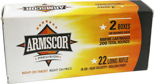 Armscor 50321 Rimfire 22 LR 36 Gr High Velocity Hollow Point (HVHP) 200 Bx/ 11 Cs