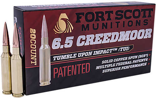 Fort Scott Munitions 65Cm-130-SCV2 Tumble Upon Impact (TUI) 6.5 Creedmoor 130 Grain Solid Copper Spun 20 Per Box