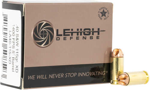 Lehigh Defense LA40115XD Xtreme 40 S&W 115 Gr 20 Bx/10 Cs