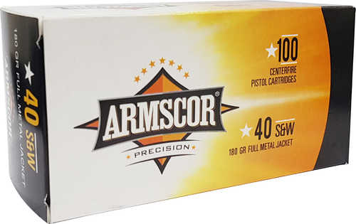 40 S&W 180 Grain Full Metal Jacket 100 Rounds Armscor Ammunition