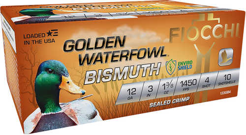 Fiocchi Golden Waterfowl Bismuth 12 Gauge 3" 1 3/8 oz 4 Shot 10 Per Box