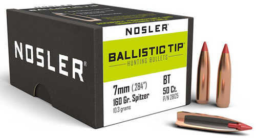 Nosler 7MM Bullets 160Gr Ballistic Tip Spitzer Point 50/Box