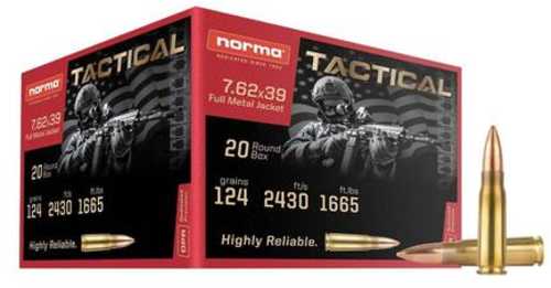 Norma Range & Training Rifle Ammunition 7.62x39 124 Grain Full Metal Jacket 20 Rounds Per Box
