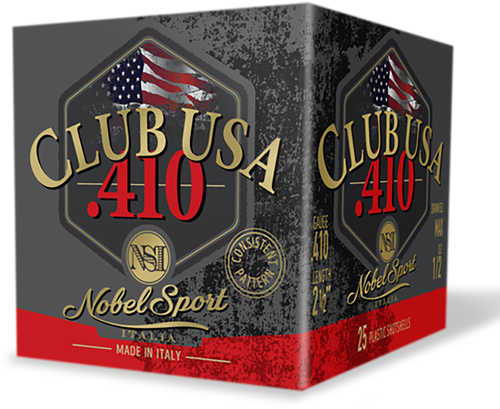 Nobel Club USA 410 Gauge 2-1/2" Lead #6  1/2 oz 25 Rounds  Shotgun Ammunition