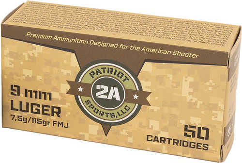 Patriot Sports 9mm 115 Gr Full Metal Jacket 50 Per Box