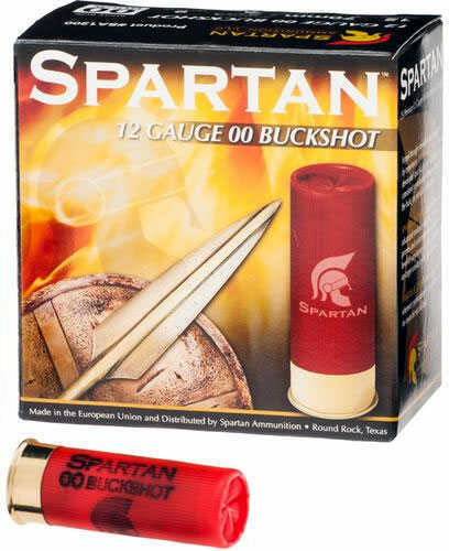 12 Gauge 2-3/4" Lead 00 Buck  9 Pellet 25 Rounds Spartan Shotgun Ammunition