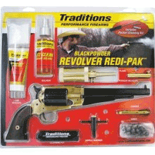 Traditions FRS18581 1858 Army Redi-Pak SAO 44 Cal 8" 6Rd Brass Frame Blued Barrel Cylinder Walnut Grip