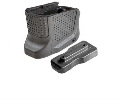 Warne  Magazine Extension Black Hardcoat Anodized 6061-T6 Aluminum For Glock 43 9mm Luger (+2)