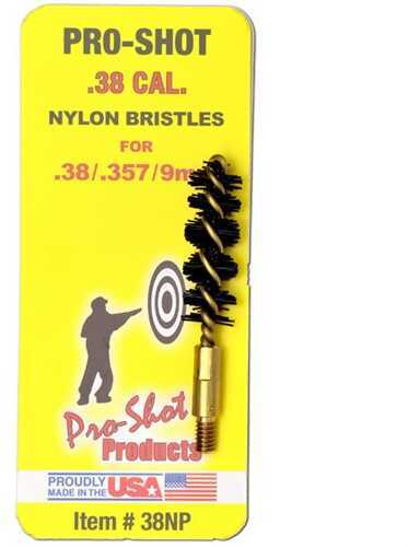 Pro-Shot 38NP Pistol Brush .38,9mm Handgun Nylon/Brass 1.75"