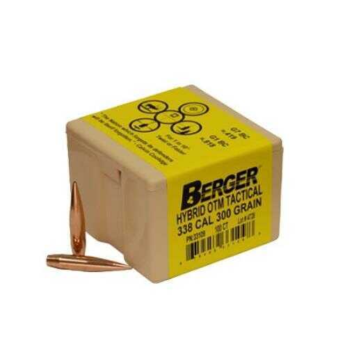 Berger 338 Caliber .338 Diameter 300 Grain Hybrid Tactical OTM 100 Count