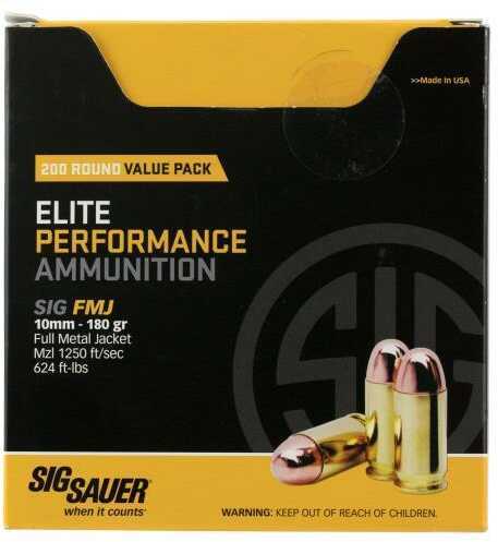 10mm 180 Grain Full Metal Jacket 200 Rounds Sig Sauer Ammunition