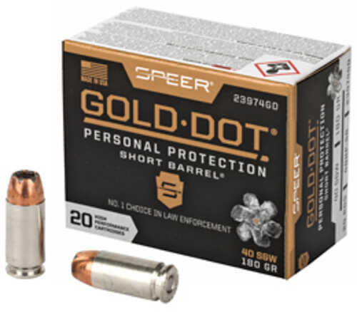 40 S&W 180 Grain Hollow Point 20 Rounds Speer Ammunition