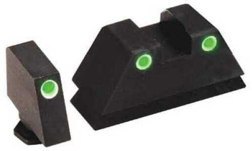 AmeriGlo GL329 Tall Suppressor Height Sight Fits Glock (Except 42) Tritium Green w/White Outline Front