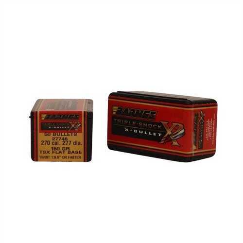 Barnes All Copper Triple-Shock X Bullet 270 Caliber 150 Grain Flat Base 50/Box Md: 27746