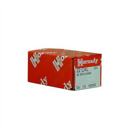 Hornady 22 Caliber Bullets .224 80 Grain A-Max Per 100 Md: 22832