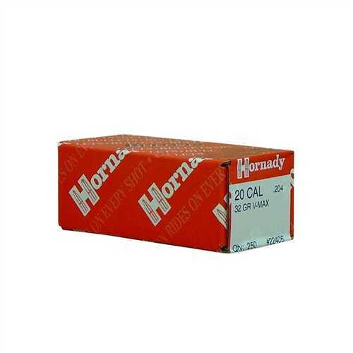 Hornady 20 Caliber Bullets .204 32 Grain V-Max Per 250 Md: 22406