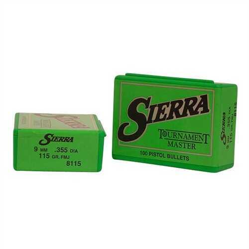 Sierra Bullets Tournament Master 9MM 115Gr .355 Diameter Full Metal Jacket 100 Round Box 8115