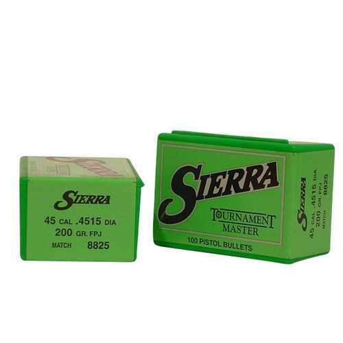 Sierra Tournament Master 45 Caliber 200 Grain Full Profile Jacket 100/Box Md: 8825 Bullets