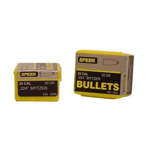 Speer Bullets 1029 Varmint 22 Caliber .224 50 gr Jacketed Soft Point (JSP) 100 Box