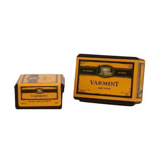 Speer Bullets 1047 Varmint 22 Caliber .224 55 GR Jacketed Soft Point (JSP) 100 Box