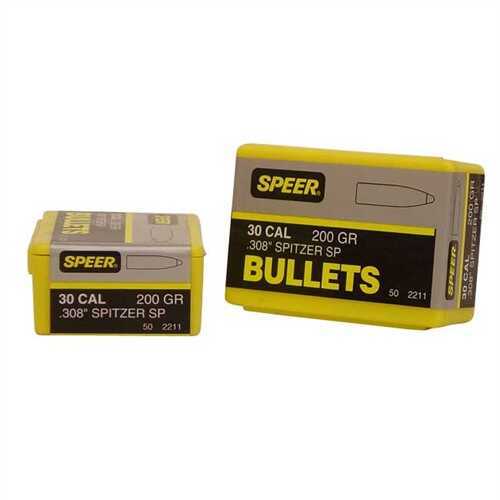 Speer 30 Caliber 200 Grain Spitzer 50/Box Md: 2211 Bullets
