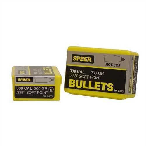 Speer Bullets 2405 Hot-Cor 338 Caliber .338 200 GR Spitzer Soft Point 50 Box