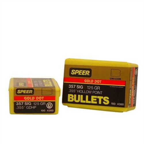 Speer Bullet 357Sig 125 Grains Gold Dot HP .100/Box