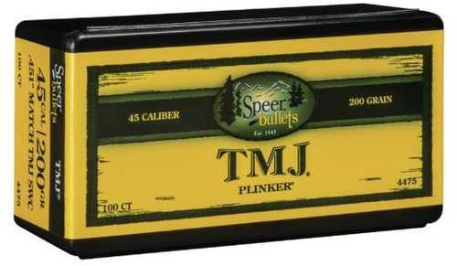 Speer 45 Caliber 200 Grain Semi-Wad Cutter Enased Uni-Core Full Jacket 100/Box Md: 4475 Bullets