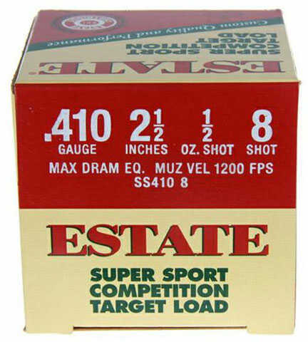 410 Gauge 2-1/2" Lead #9  1/2 oz 25 Rounds Estate Shotgun Ammunition