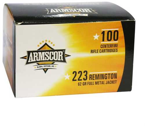 223 Rem 62 Grain FMJ 100 Rounds Armscor Ammunition 223 Remington