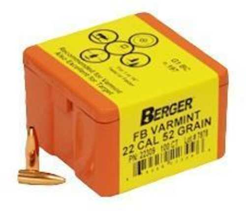 Berger Match Grade Varmint Bullets .22 Cal .224" 52 FB 100/Box