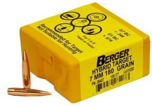 Berger Match Grade Target Bullets 7mm .284" 180 Hybrid 100/Box