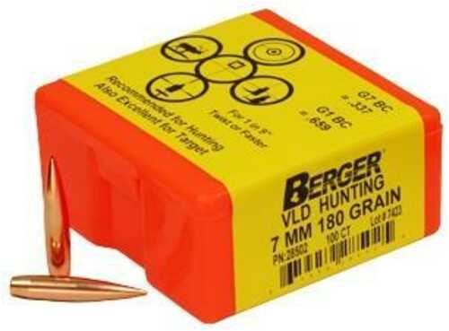 Berger Match Grade Hunting Bullets 7mm .284" 180 Gr VLD Hunter 100/Box
