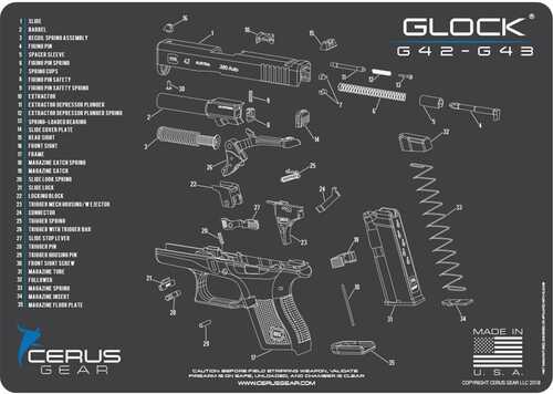 Cerus Gear 12x17 Glock 42-43 Schematic ProMat - Gray