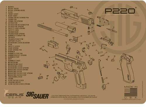 Cerus Gear Sig 220 Handgun ScheMatic Cleaning Mat 12x17 Coyote Brown