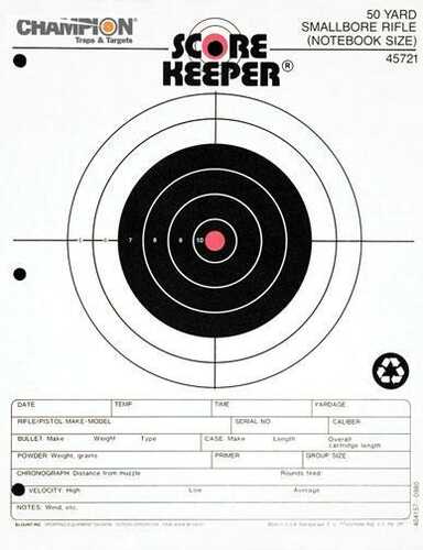 Champion Scorekeeper Targets Fluorescent Orange Bull - 50 Yd. Small Bore Notebook 12/Pack