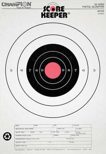 Champion Scorekeeper Targets Fluorescent Orange Bull - 25 Yd. Pistol Slow Fire 100/Pack
