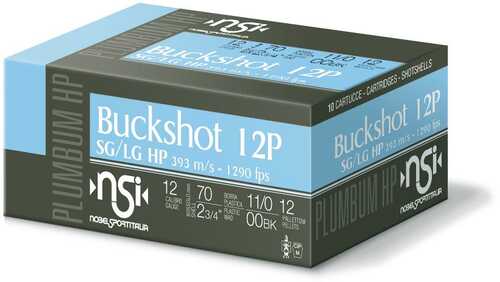 Noble Sport Plumbum Buckshot Shotshells 12 Ga 2-3/4" 12 Pellet 1290 Fps #00 10/ct