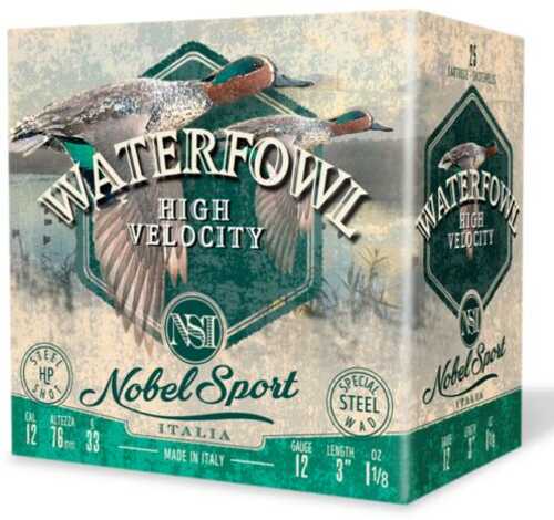 Nobel Sport Steel Waterfowl High Velocity Shotshells 12Ga 3" 1-1/8Oz 1500 Fps #2 25/ct