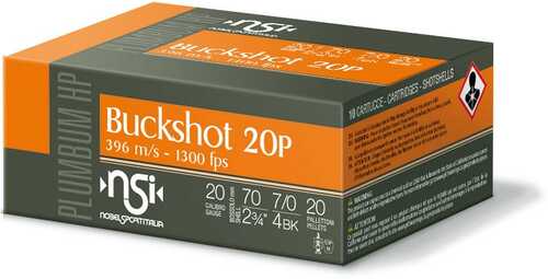 Noble Sport Plumbum Buckshot Shotshells 20 Gauge 2-3/4" 4 Shot Per 10