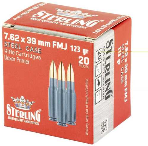 Global Ordnance Sterling Steel Case Select Rifle Ammunition 7.62x39mm 123 Gr FMJ 2362 Fps 20/ct