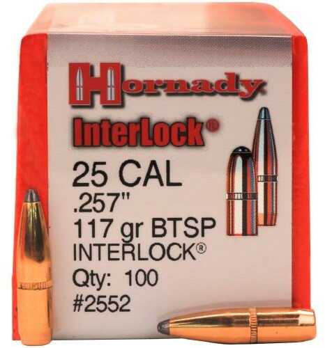 Hornady Interlock Bullets .25 Cal .257" 117 Gr BTSP 100/ct