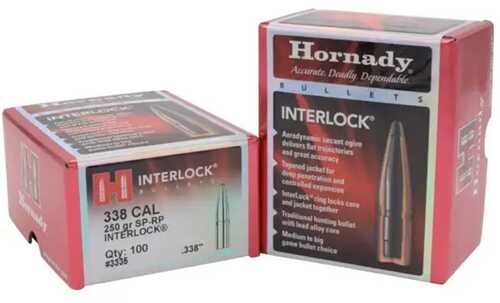 Hornady Interlock Bullets .338 Cal .338" 250 Gr SP 100/ct