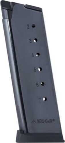 Mec-Gar 1911 Officer Handgun Magazine With Plastic Removable Buttplate & Follower .45 ACP Ht Blued 7 rds High Cap