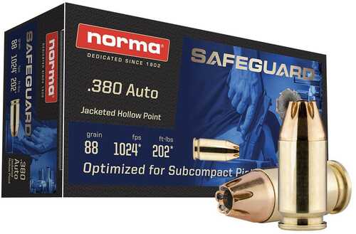 Norma Safeguard Handgun Ammunition .380 Auto 88Gr JHP 1024 Fps 50/ct