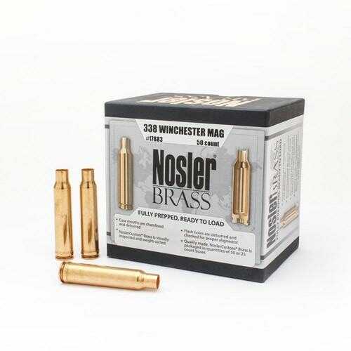 Nosler Unprimed Brass Rifle Cartridge Cases 50/ct .338 Win Mag